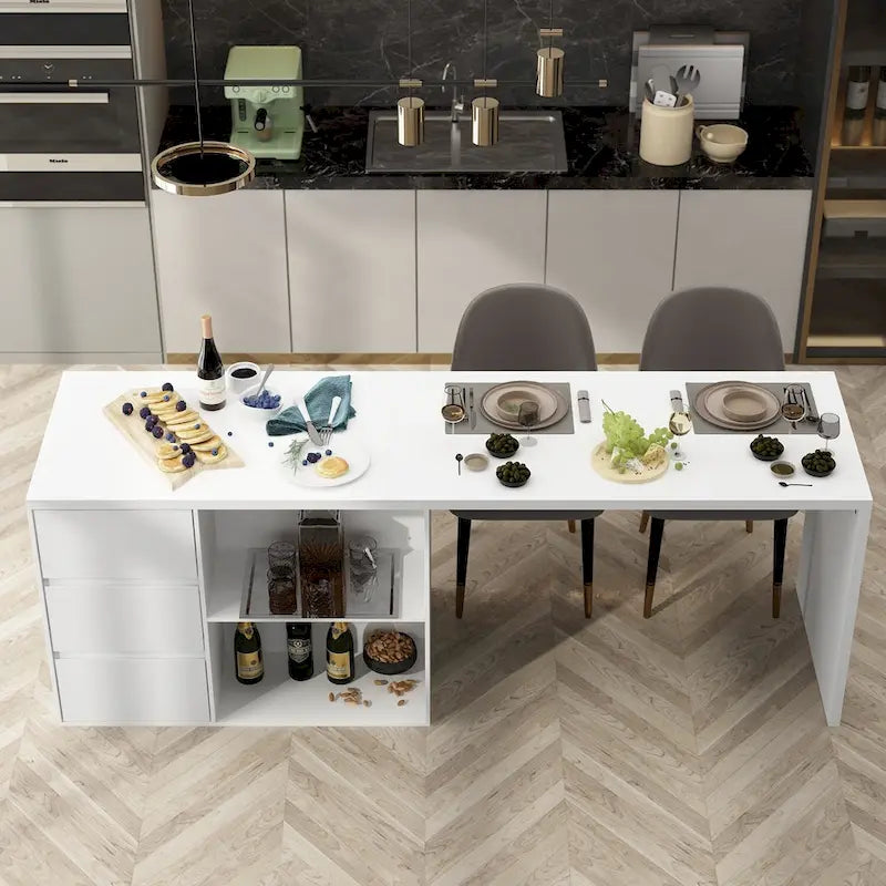 Tavolo da cucina con isola, tavolo da pranzo con funzione di stoccaggio e pranzo - 82,7 W