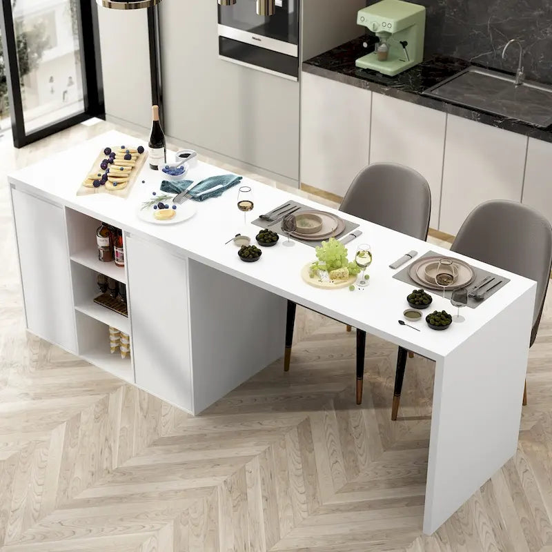 Tavolo da cucina con isola, tavolo da pranzo con funzione di stoccaggio e pranzo - 82,7 W