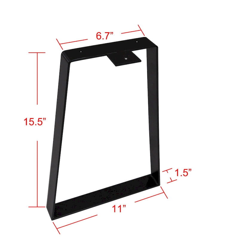 Set di 2 gambe per tavolo in metallo trapezoidale in ferro piatto per mobili - 6,7x11x15,5