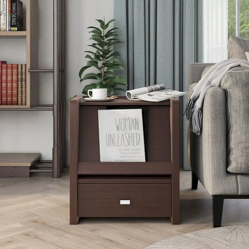 Tavolino Dine Modern Walnut da 18 pollici con 1 ripiano di Furniture of America