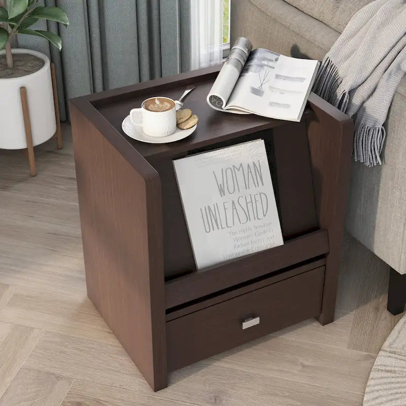 Tavolino Dine Modern Walnut da 18 pollici con 1 ripiano di Furniture of America