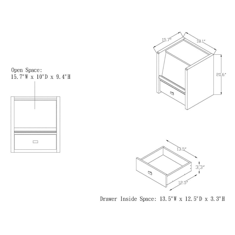 Tavolino Dine Modern Walnut da 18 pollici con 1 ripiano di Furniture of America