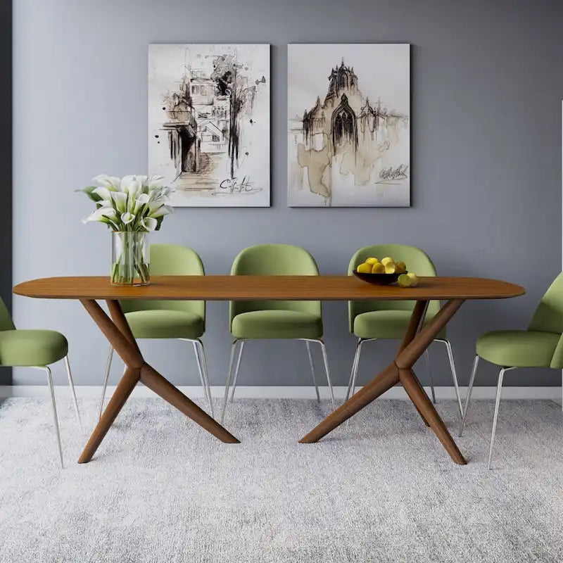 Tavolo da pranzo rettangolare moderno in noce Modrest Utah