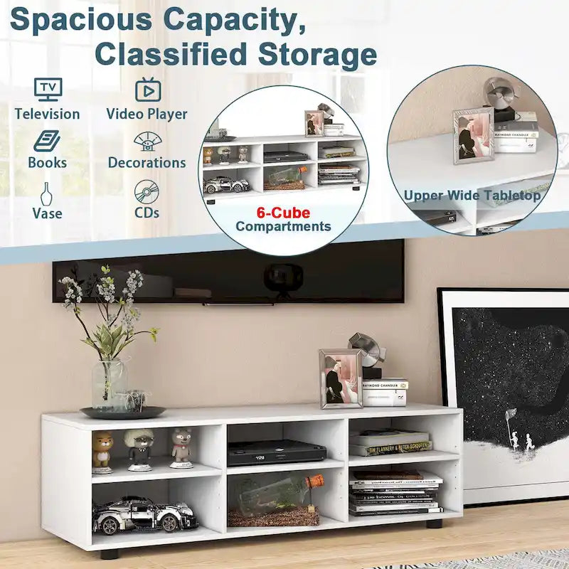 Centro di intrattenimento multimediale a 6 scomparti con ripiani regolabili