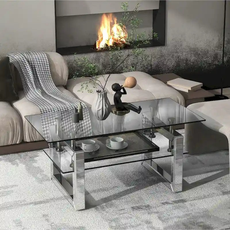 Transparent tempered glass coffee table, coffee table
