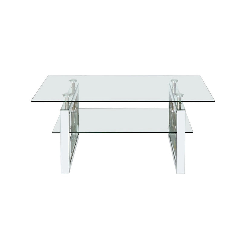 Tavolino da caffè in vetro temperato trasparente, tavolino da caffè