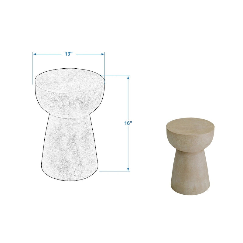 Tavolino rotondo con piedistallo in legno massello di teak sbiancato di East at Main