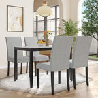 Corvus Fowey 5-piece Dining Set, Marble Sticker MDF Table and 4 Upholstered Chairs