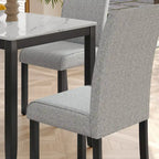 Set da pranzo Corvus Fowey da 5 pezzi, tavolo in MDF con adesivo in marmo e 4 sedie imbottite