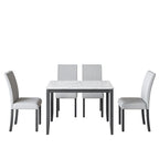 Set da pranzo Corvus Fowey da 5 pezzi, tavolo in MDF con adesivo in marmo e 4 sedie imbottite