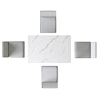 Set da pranzo Corvus Fowey da 5 pezzi, tavolo in MDF con adesivo in marmo e 4 sedie imbottite