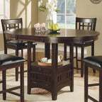 Espresso Extendable Counter-Hight Dining Table with Storage Base