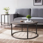 SEI Furniture Darren Modern Rustic Farmhouse Reclaimed Wood Round Coffee Table