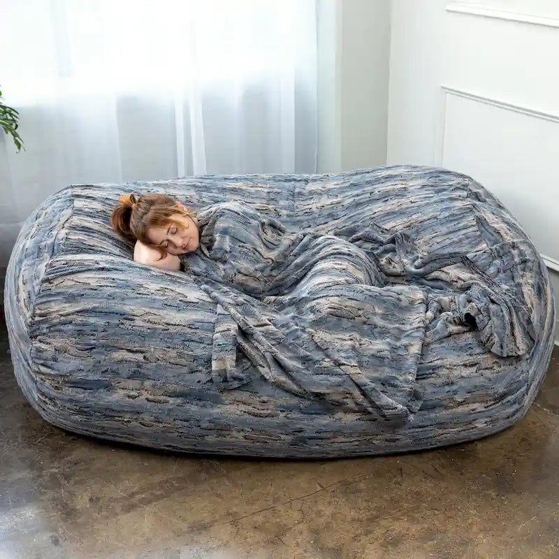 Divano a sacco Jaxx Grand Lounger da 7 piedi per adulti - Pelliccia sintetica di lusso