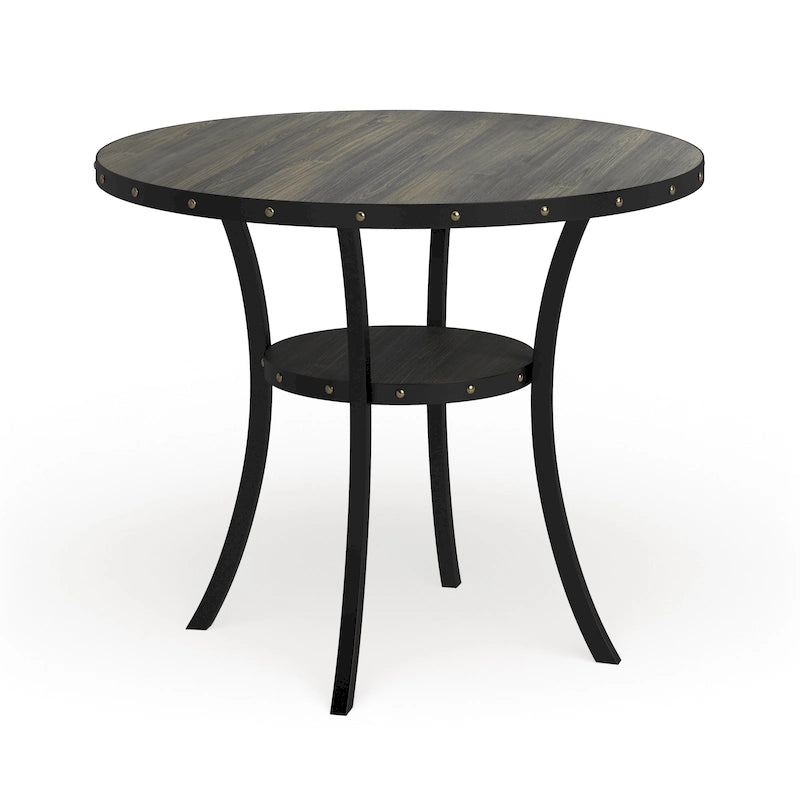 Tavolo da pranzo con borchie in legno espresso della collezione Biony Dining di Roundhill Furniture - Marrone