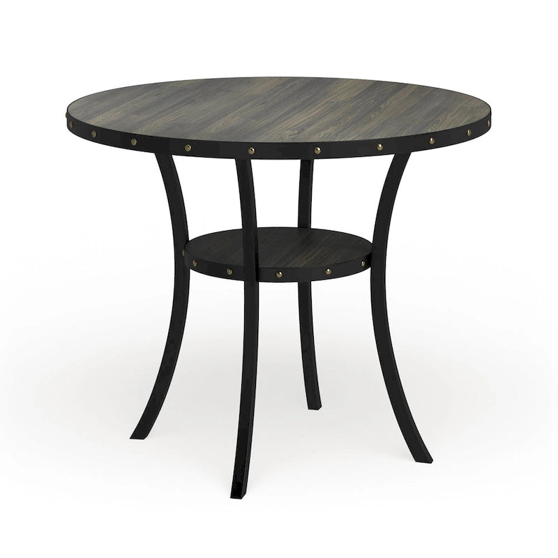 Tavolo da pranzo con borchie in legno espresso della collezione Biony Dining di Roundhill Furniture - Marrone