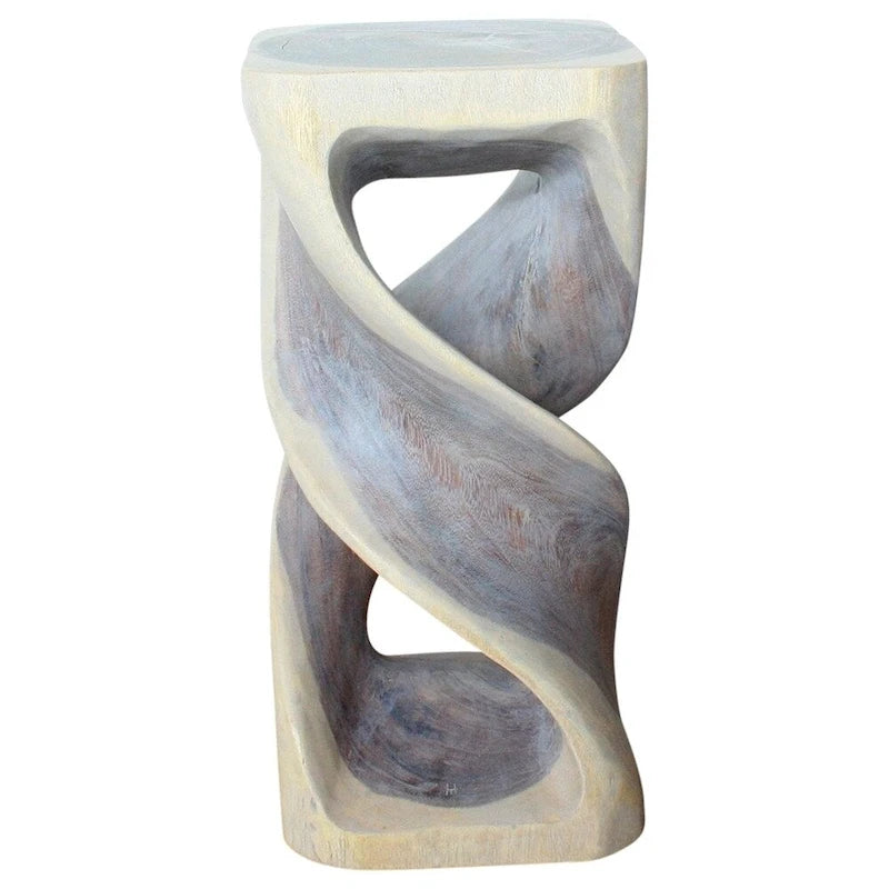 Tavolo sgabello doppio in legno Haussmann, 14 pollici quadrati x 30 pollici di altezza, grigio olio - 14 x 14 x 30