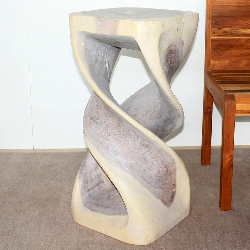 Tavolo sgabello doppio in legno Haussmann, 14 pollici quadrati x 30 pollici di altezza, grigio olio - 14 x 14 x 30