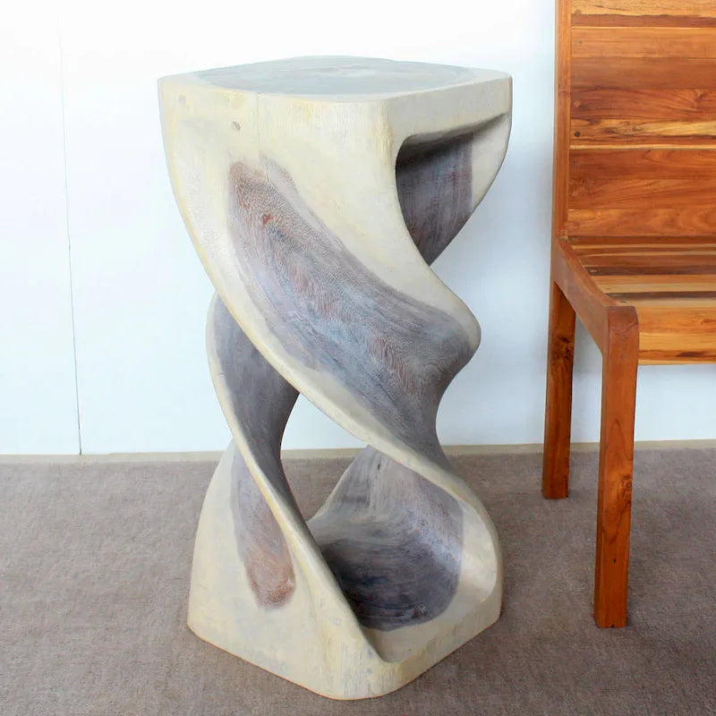 Tavolo sgabello doppio in legno Haussmann, 14 pollici quadrati x 30 pollici di altezza, grigio olio - 14 x 14 x 30