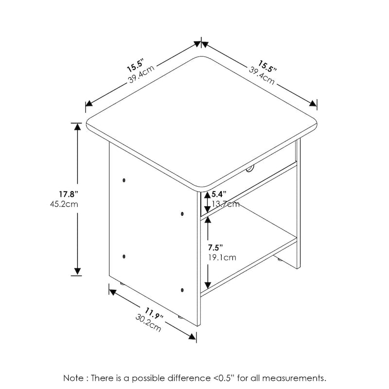 Tavolino/comodino Furinno Dario con mensola portaoggetti e cassetto contenitore