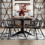 Tavolo da pranzo rotondo con piedistallo Wilmington nero di iNSPIRE Q Classic - Tavolo da pranzo