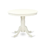 Set da pranzo East West Furniture: tavolo da cucina rotondo e sedie in tessuto di lino beige chiaro, lino bianco (opzioni pezzi)