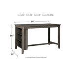 Tavolo da pranzo rettangolare Caitbrook con altezza del bancone e contenitore - Grigio