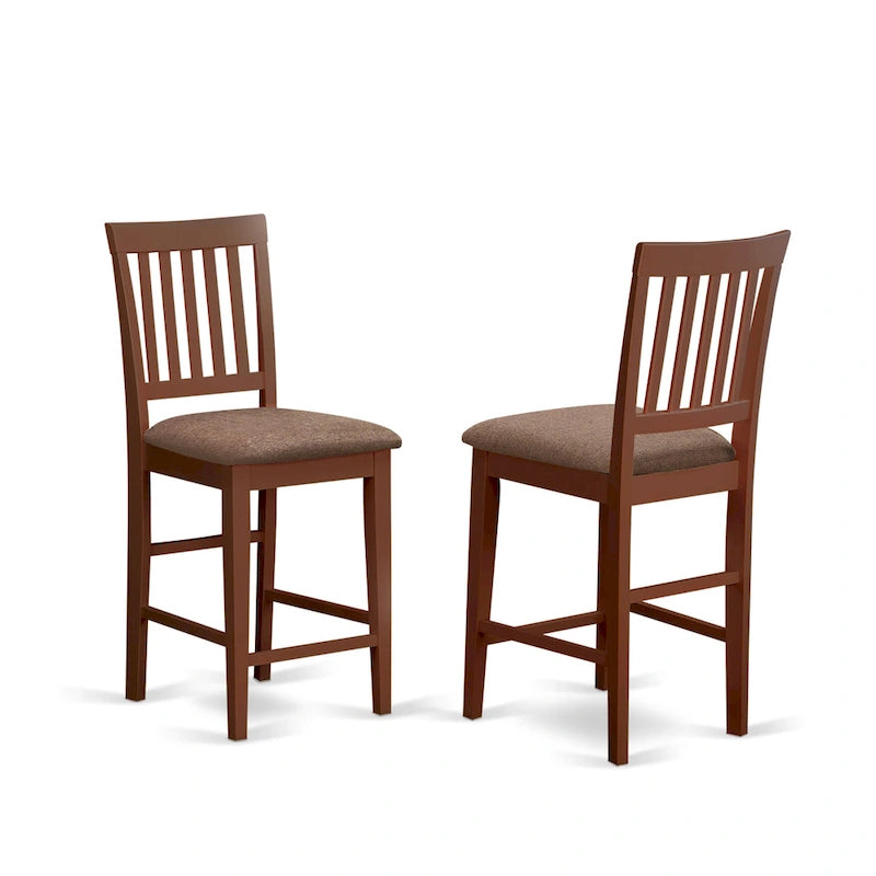 Set da pranzo East West Furniture da 5 pezzi, altezza bancone: tavolo quadrato e 4 sedie da cucina, mogano (opzioni per il tipo di seduta)