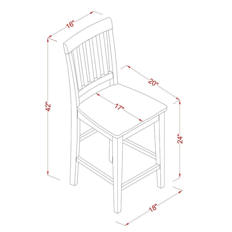 Set da pranzo East West Furniture da 5 pezzi, altezza bancone: tavolo quadrato e 4 sedie da cucina, mogano (opzioni per il tipo di seduta)