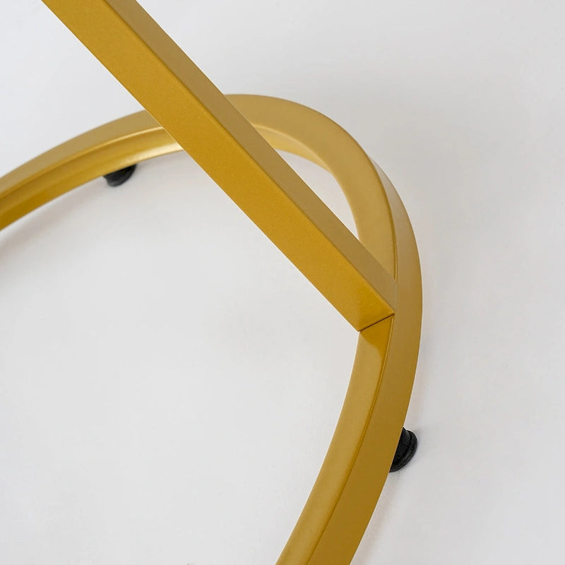 Tavolino da caffè moderno Nugzar rotondo con struttura ad incastro in metallo in stile dorato, set da 2