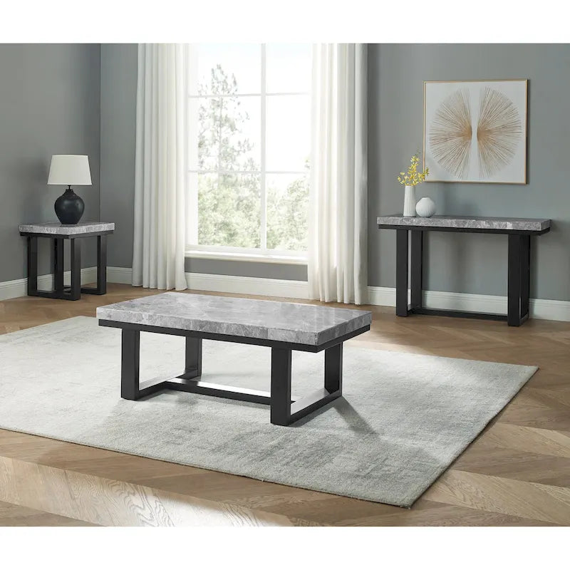 Tavolino laterale Steve Silver Ludlow con piano in marmo grigio