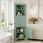 Triangle Tall Cabinet with 3 Drawers and Adjustable Shelves for Bathroom,