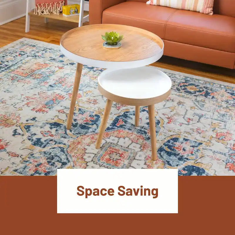 Tavolini impilabili a 2 pezzi per soggiorno, camera da letto e piccoli spazi