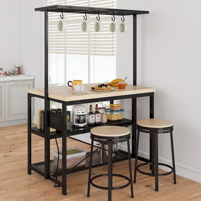 47 Tavolo da cucina con isola, supporto per microonde, ripiano per forno con spazio di archiviazione - 47P x 28W x 72H