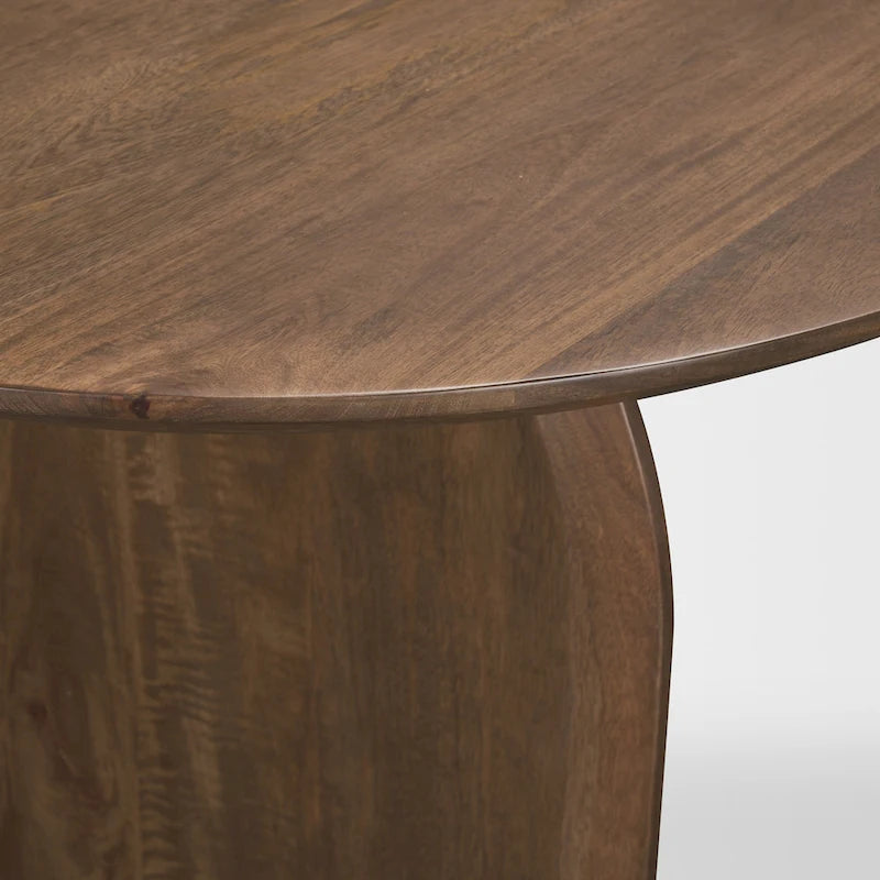 Tavolo da pranzo ovale Isla con piano in legno marrone scuro e gambe arcuate - 86,5 L x 39,0 P x 30,0 A