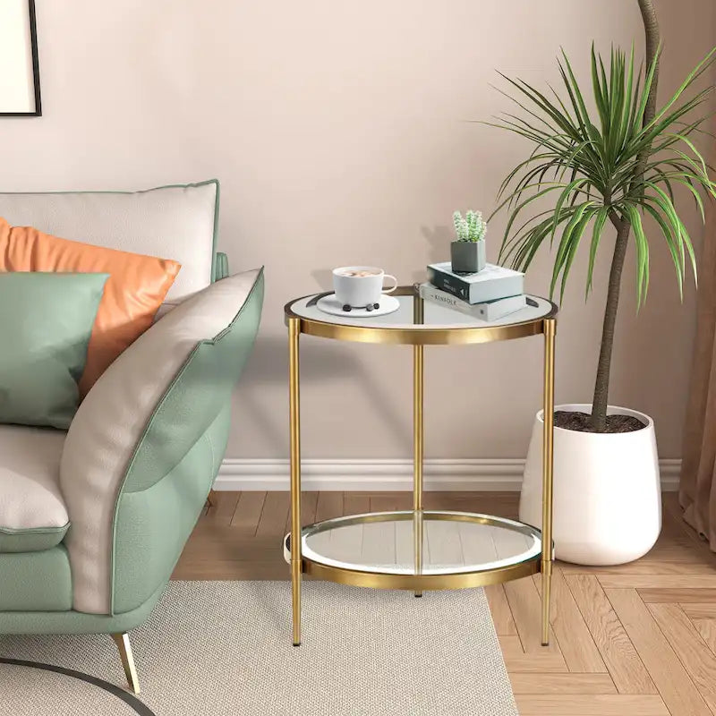 Tempered Glass Small Round End Table