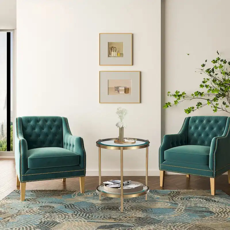 Tavolino rotondo piccolo in vetro temperato