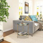 Tavolino rotondo piccolo in vetro temperato