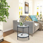 Tavolino rotondo piccolo in vetro temperato