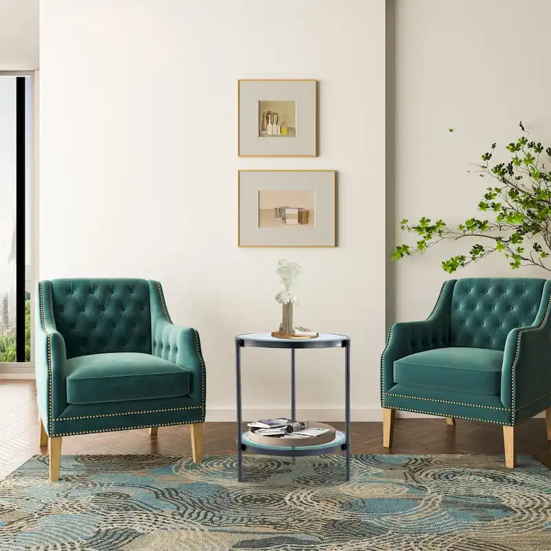 Tavolino rotondo piccolo in vetro temperato