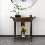 Bamboo Console Table Entryway Sofa Table Hallway Table with Drawer - 32x13x33