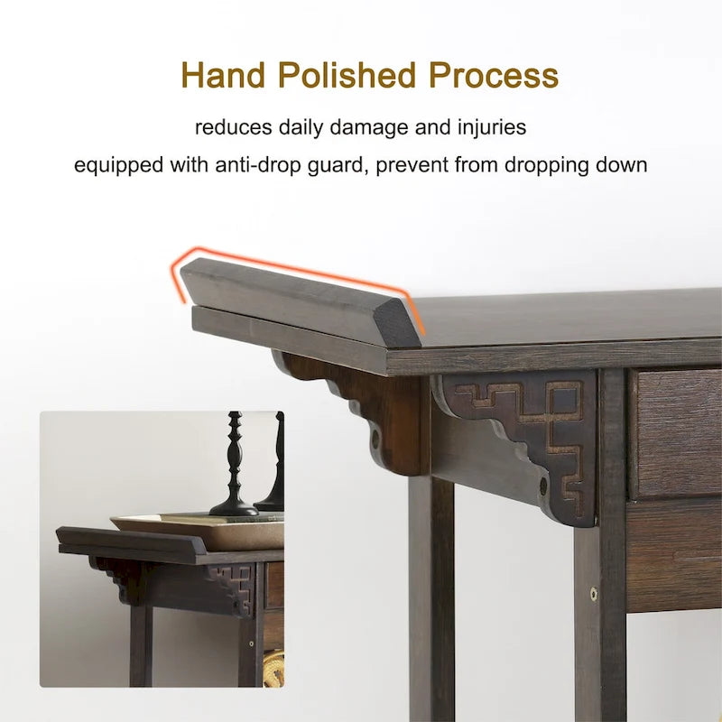 Tavolo consolle in bambù, tavolo da ingresso, divano, tavolo da corridoio con cassetto - 32x13x33