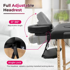 Lettino da massaggio pieghevole portatile Matthew Black con altezza regolabile, braccioli e cuscino respiratorio