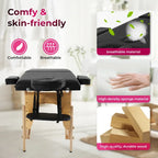 Lettino da massaggio pieghevole portatile Matthew Black con altezza regolabile, braccioli e cuscino respiratorio