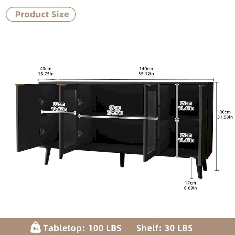 Tavolo da buffet JASIWAY con ante in vetro