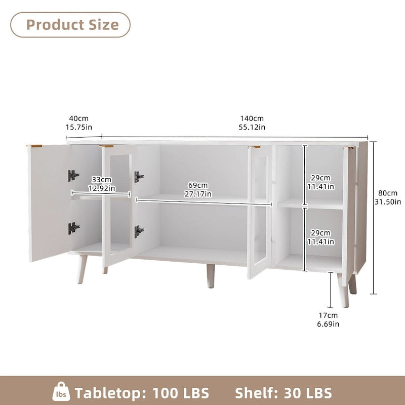 Tavolo da buffet JASIWAY con ante in vetro