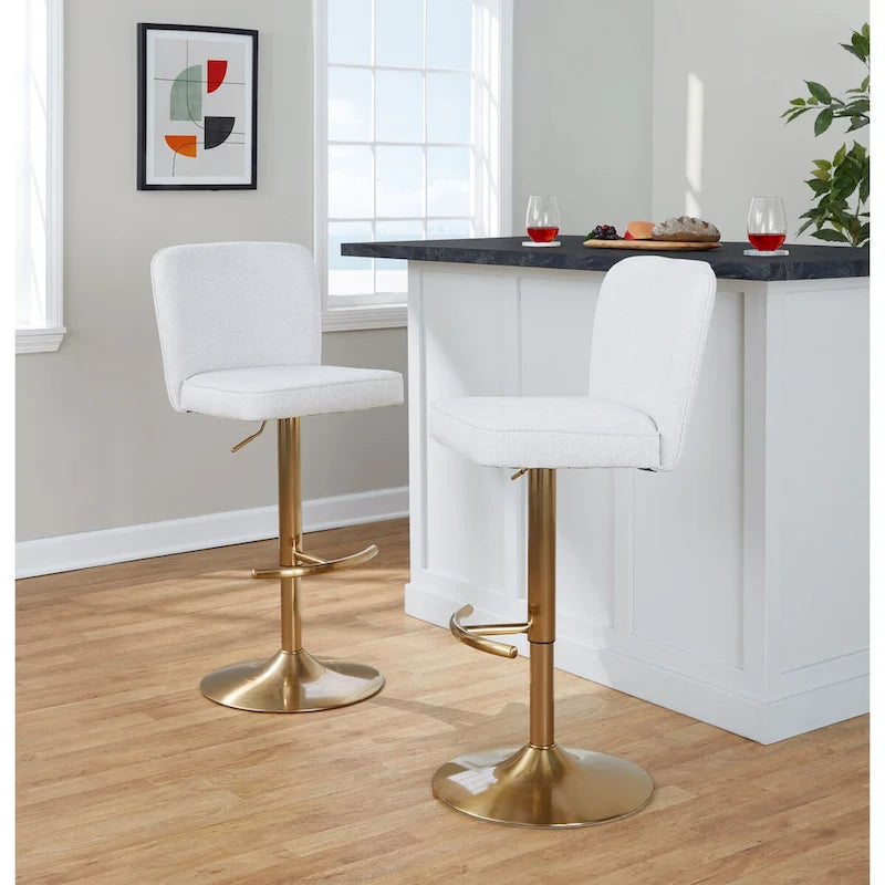 Sgabello da bar regolabile Holden di Porch &amp; Den con poggiapiedi a T arrotondato (set da 2)