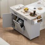 Isola da cucina mobile con cestino, carrello da cucina con ripiano ribaltabile, ripiano regolabile