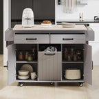Isola da cucina mobile con cestino, carrello da cucina con ripiano ribaltabile, ripiano regolabile