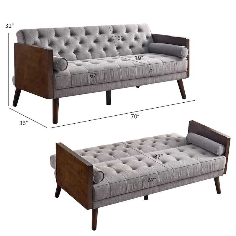 Divano letto pieghevole regolabile in stile moderno di metà secolo per soggiorno